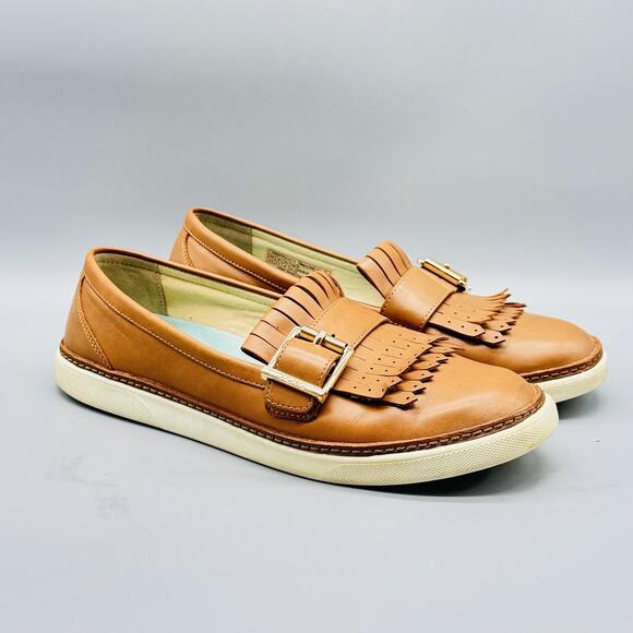 Vionic Shoes Womens 8.5 Brown Leather Loafer Buckle Fringe Cambridge Comfort - Picture 2 of 10